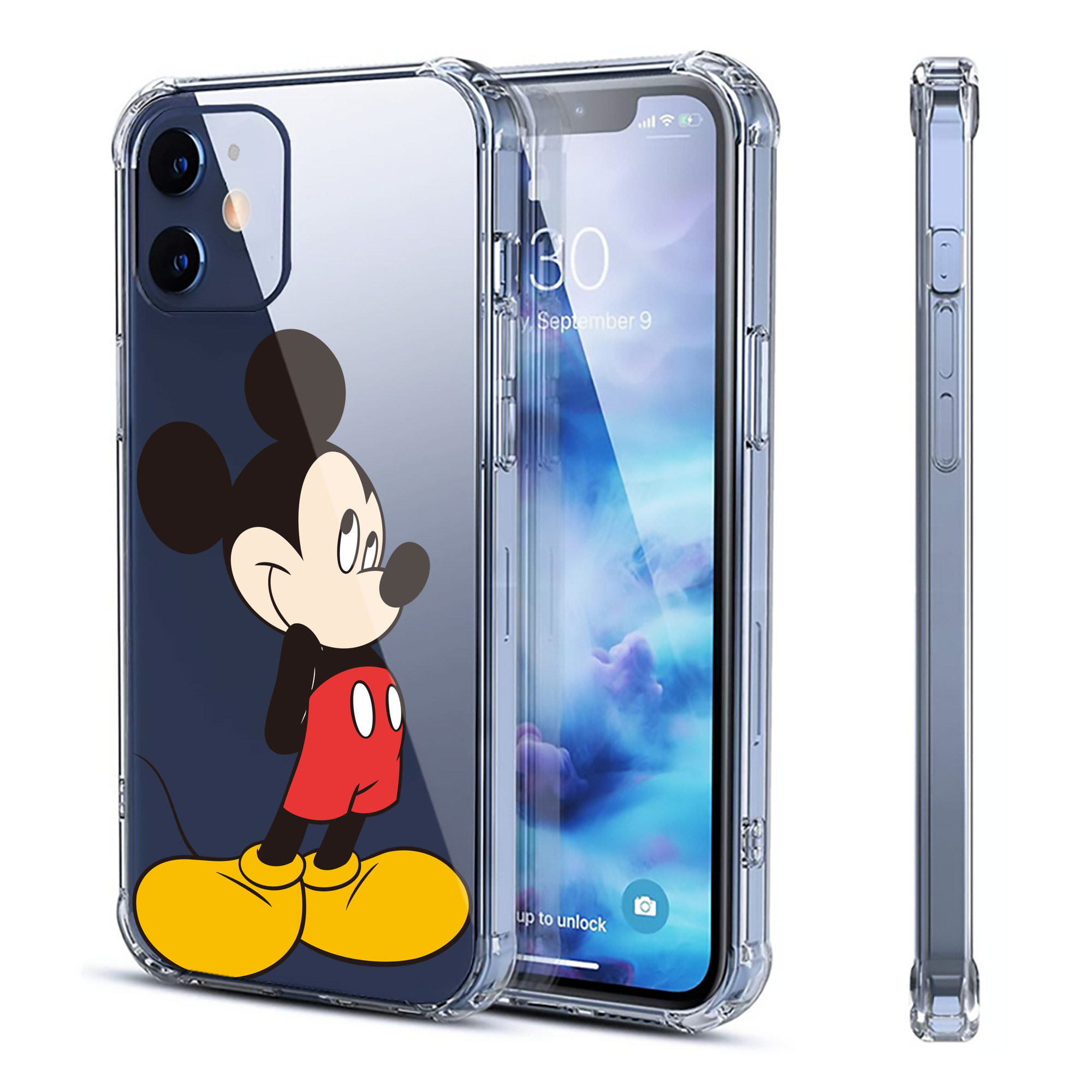 （画像用） ミッキーマウス Mickey Mouse 【iPhone 12シリーズ対応】透明スマホケース（クリアソフトケース）